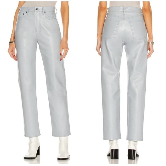 Agolde Recycled Leather Pant 90’s Pinched Waist in Wisp Gray Size 24 - Picture 1 of 11